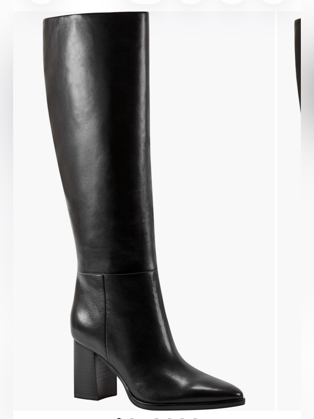 Marc Fisher Black Leather Knee-High Block Heel Boots